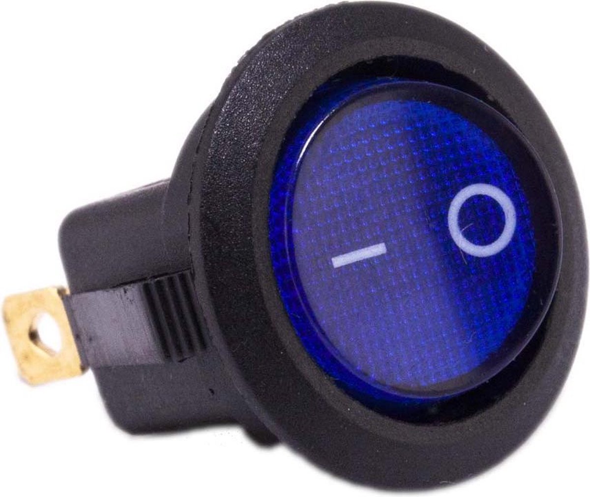 Schakelaar aan uit donker blauw rond met LED voor elektrische kinderauto - kindermotor - kinderquad - kindertractor - accuvoertuig Accuvoertuig kopen online