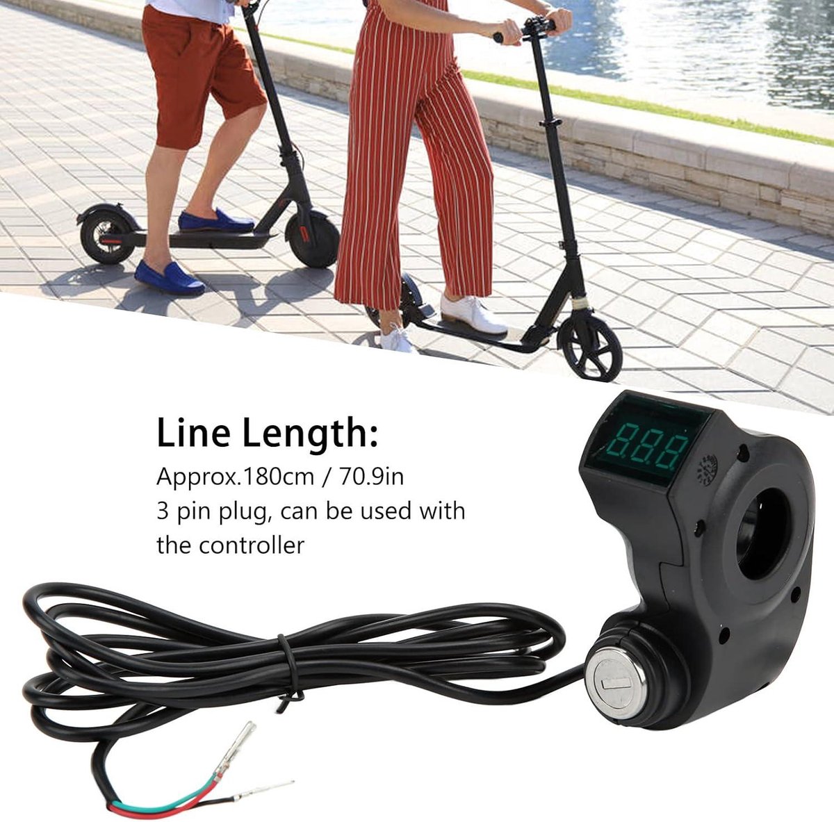 Schakelslot elektrische scooter met lange levensduur - 3-polige stekker - ABS-materiaal - 2 sleutels Buitenspeelvoertuigaccessoire kopen online