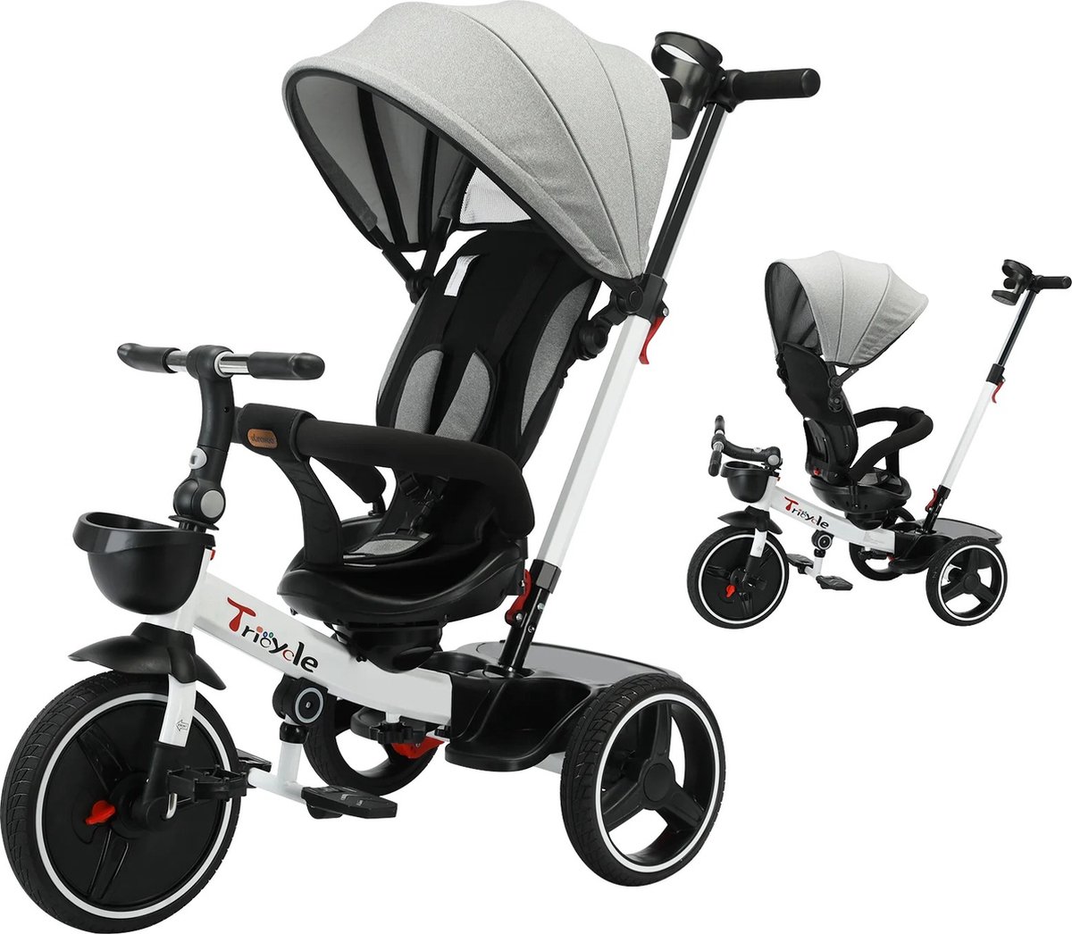 Seastone - 6 in 1 Driewieler - Kinderwagen - Driewieler Fiets met Duwstang - 360 Graden Rotatie - Buggy - Fiets - Kinderzitje - Draaibaar Zitje - Met 3-Punts Gordel - 6 maanden tot 5 jaar Driewieler kopen online