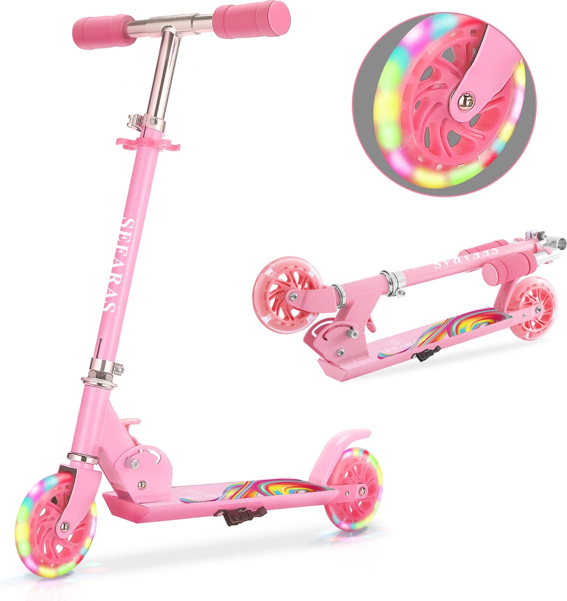 Sefaras Kinderstep - Kick Step - Step voor kinderen - LED Wielen - Jongens/Meisjes - Roze Step kopen online