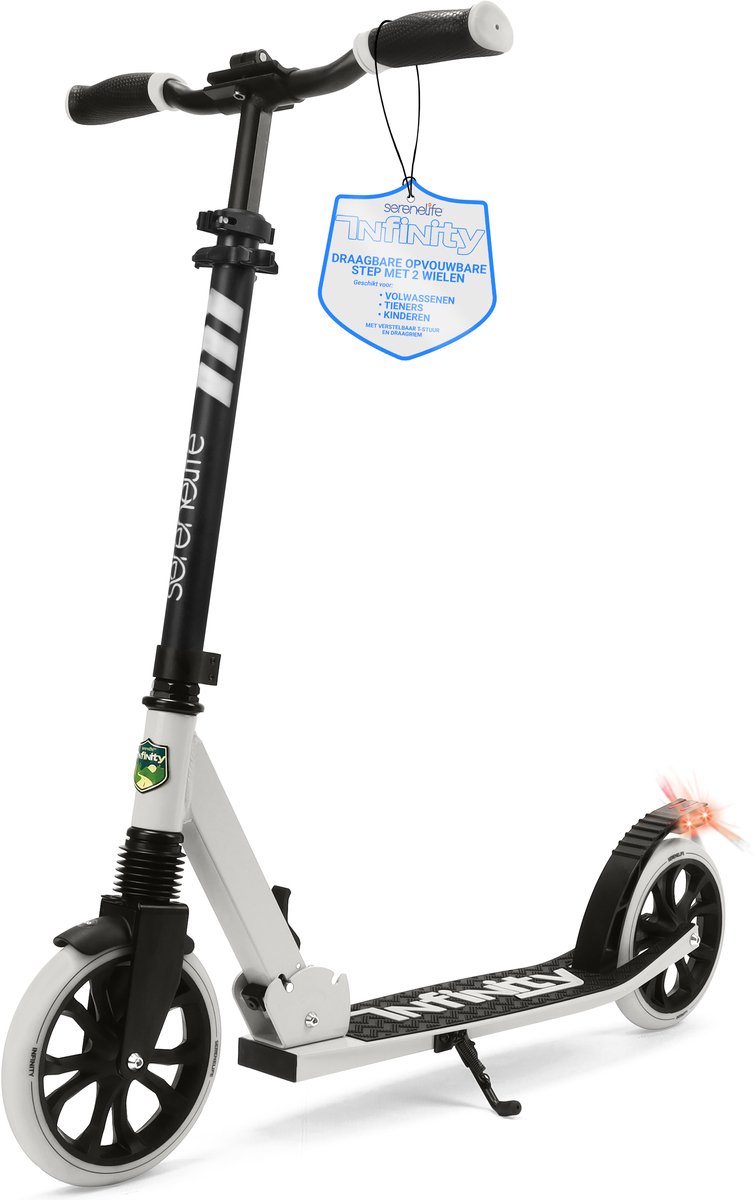 serenelife kinderstep 2 wiel kinderstep met verstelbaar t bar stuur aluminium antislip dek draagbare opvouwbare step voor kinderen tieners met draagriem
