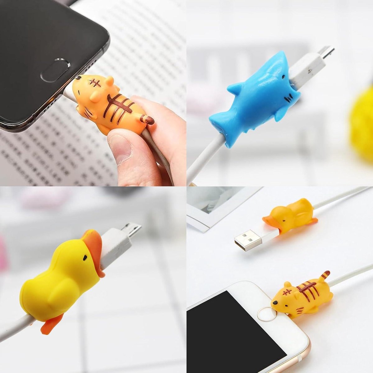 Set van 8 Cable Protectors - Kabelbescherming voor USB-Oplader - Beschermhoes voor Dierenkabels Kinderfiets kopen online