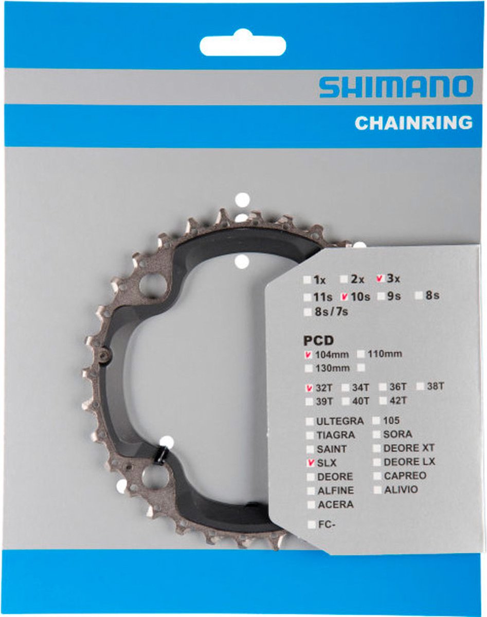shimano kettingblad slx fc m670 32t ae 10s 104 mm zilver