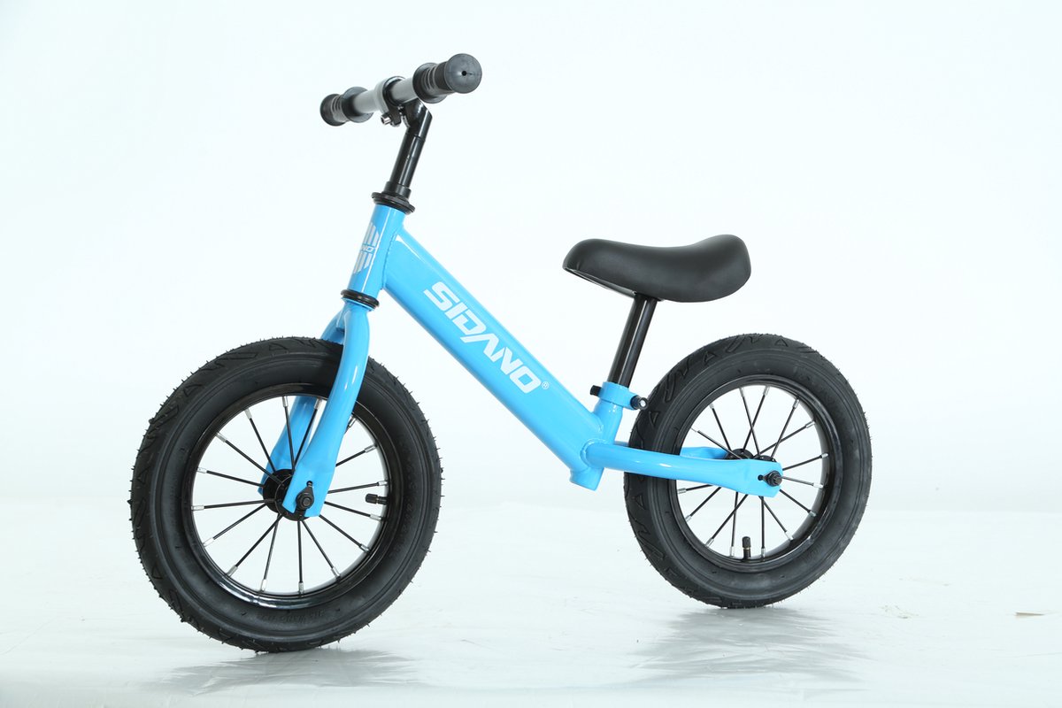 sidano loopfiets voor kinderen 12 inch met luchtbanden blauw afmetingen 83 x 38 5 x 56 cm l x b x h