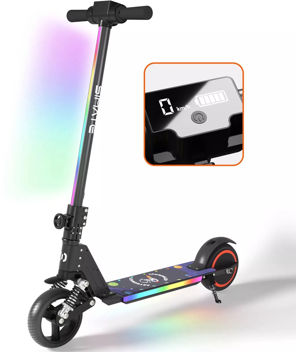 simate kinderstep 130w motor opvouwbaar elektrische step topsnelheid 14 km u bereik 5 8km 6 5 banden voor 6 12 jaar oude kinderen zwart