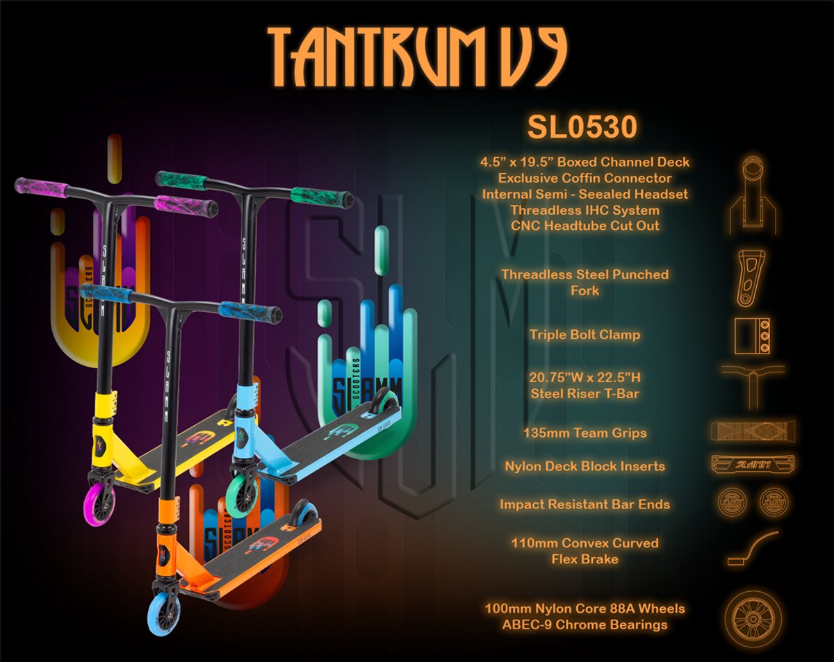 Slamm Tantrum V9 Black/Blue Stuntstep Step kopen online