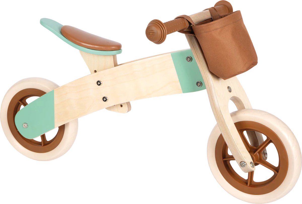 Small Foot - Houten Driewieler en Loopfiets 2in1 Maxi Karamelbruin Loopfiets kopen online