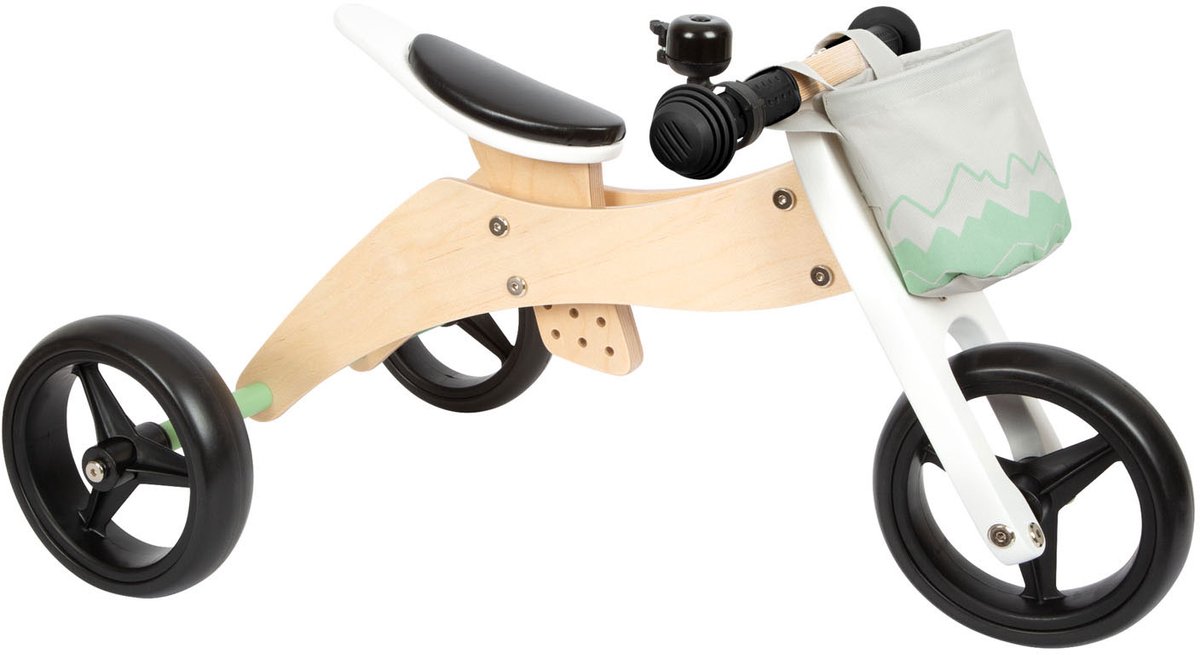 Small Foot - Houten Training Driewieler/Loopfiets 2in1 Saliegroen Loopfiets kopen online