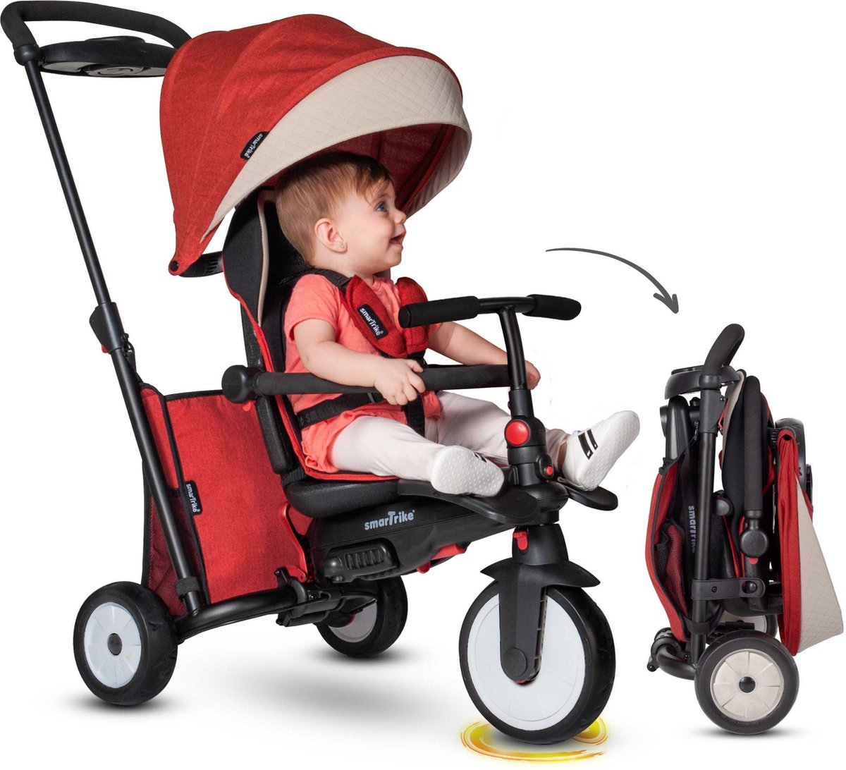 SmarTrike STR5 - Driewieler met Duwstang - Rood - Opvouwbaar Driewieler kopen online