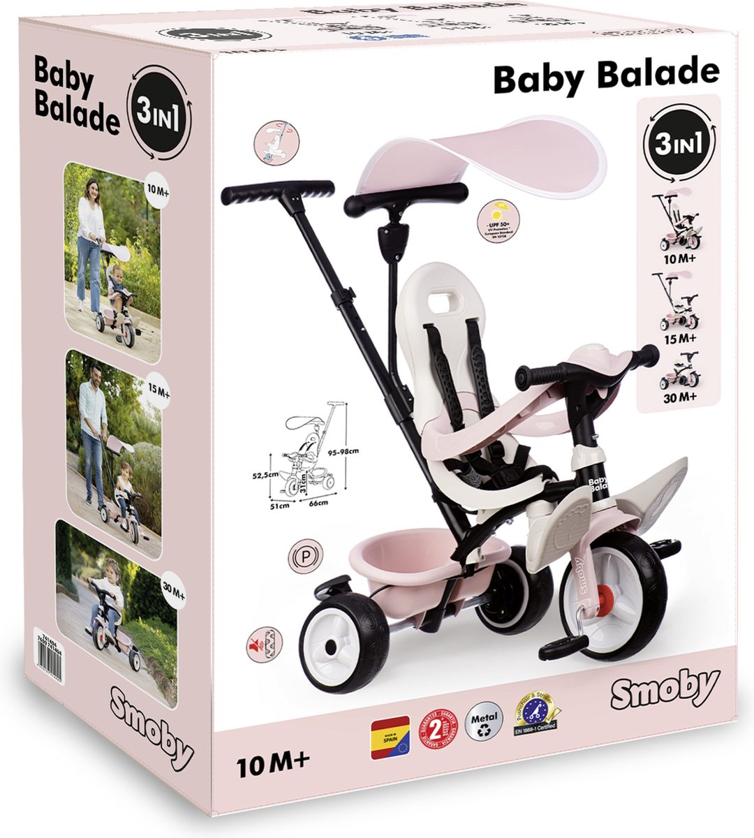 Smoby - Baby Balade - Driewieler - Roze - Vanaf 10m. Driewieler kopen online