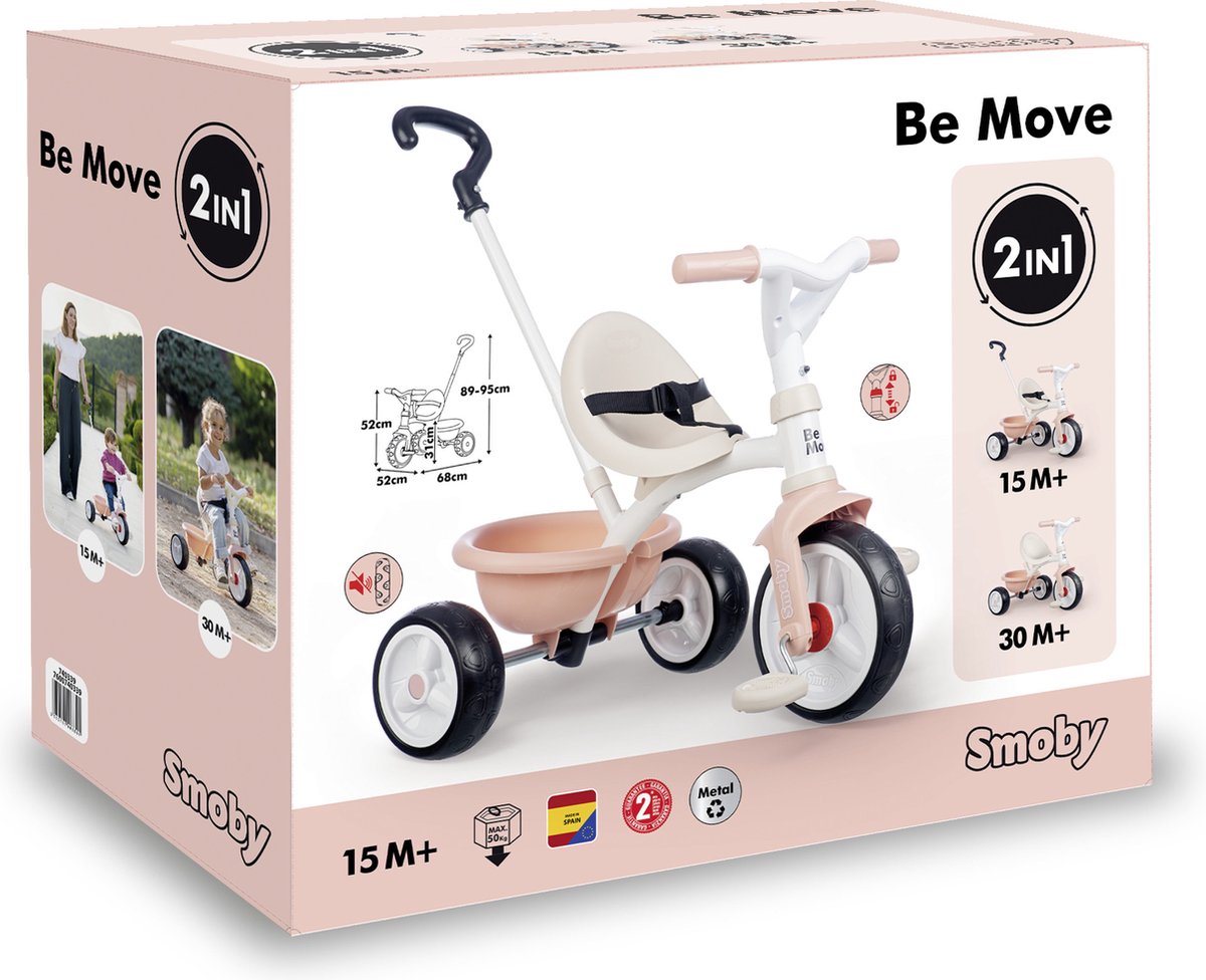 Smoby - Be Move - Driewieler - Roze - Vanaf 15m. Driewieler kopen online