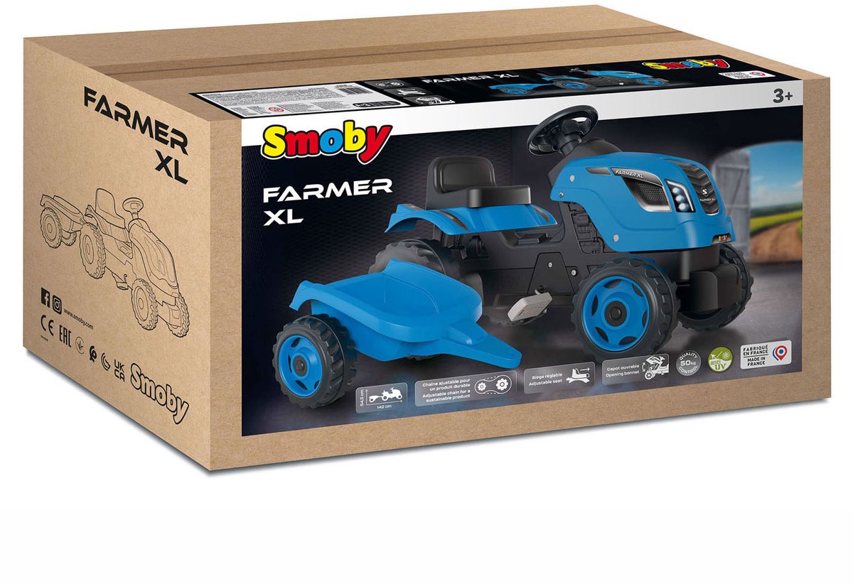Smoby - Tractor Aanhangwagen Traptractor kopen online