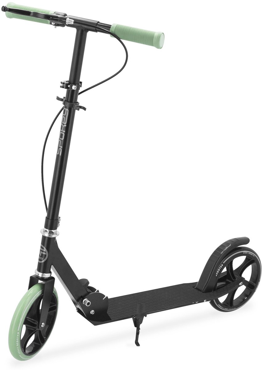 Spokey AYAS Step - Zwart / Groen - Aluminium - 200mm wielen - Vouwmechanisme - Voetrem - Maximaal 100 kg - Gewicht 3,6 kg - Verstelbare stuurhoogte Step kopen online