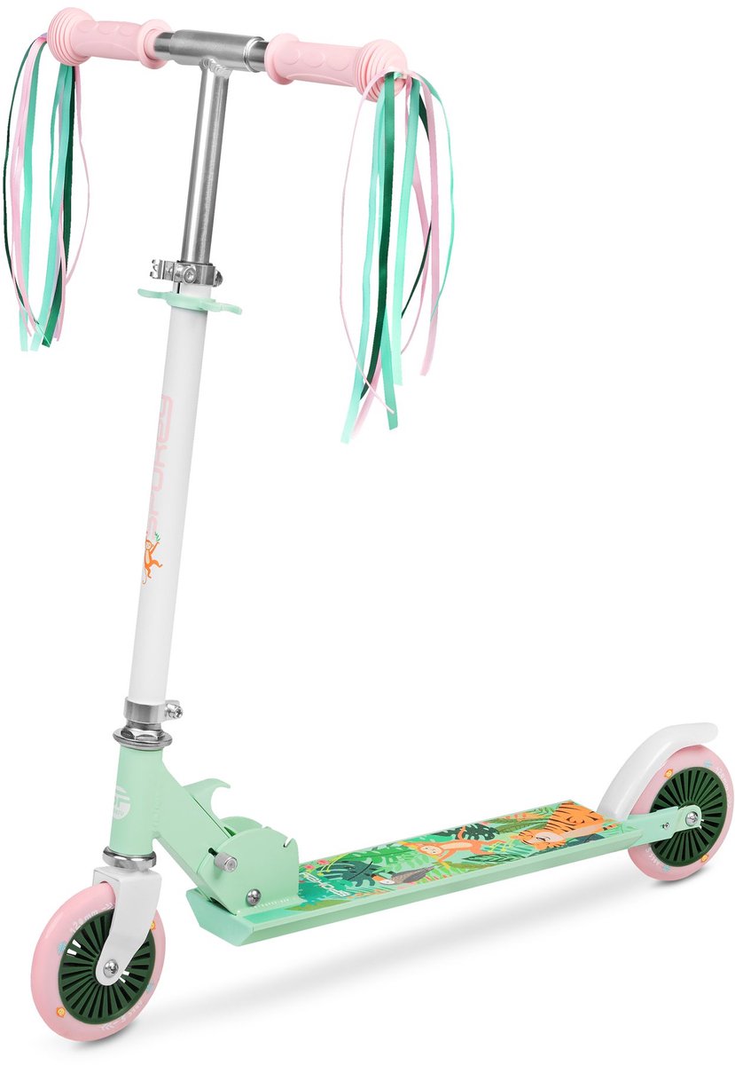 Spokey DUKE Kinderstep - Wit / Roze / Groen - 125mm wielen - ABEC5 lagers - Antislip deck - Voetrem - Opvouwbaar - Verstelbare stuurhoogte - Maximaal gebruikersgewicht 50 kg Step kopen online
