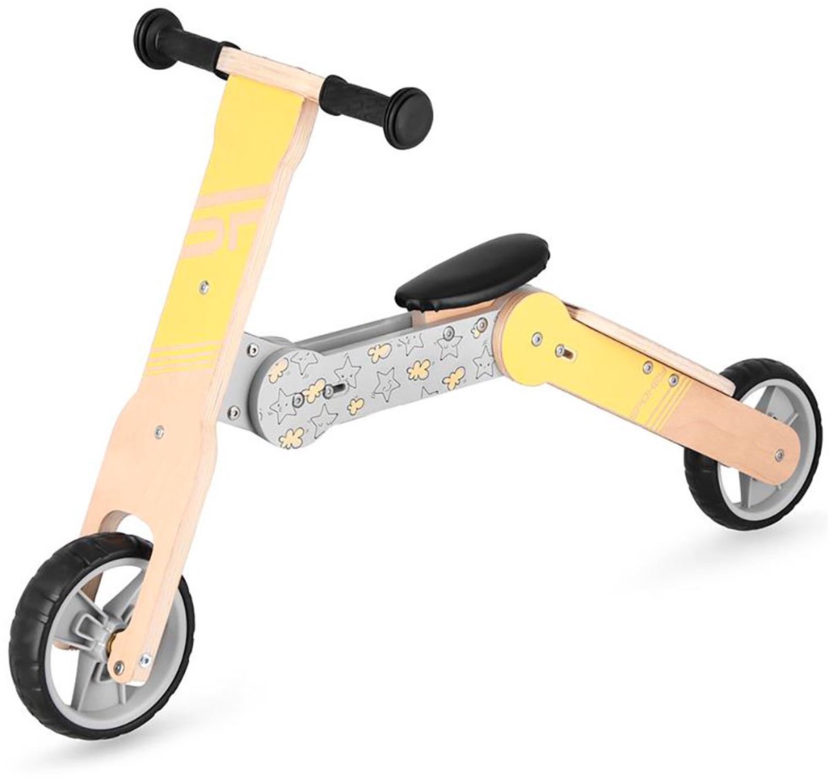 spokey woo ride multi 2in1 loopfiets geel jongen