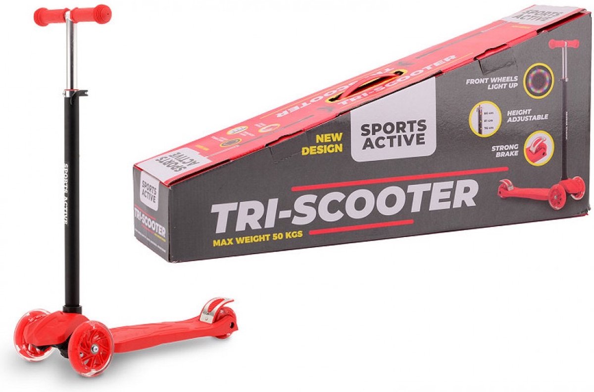 Sports Active 3-wiel Kinderstep 59 X 28 Cm Aluminium Rood/zwart Step kopen online