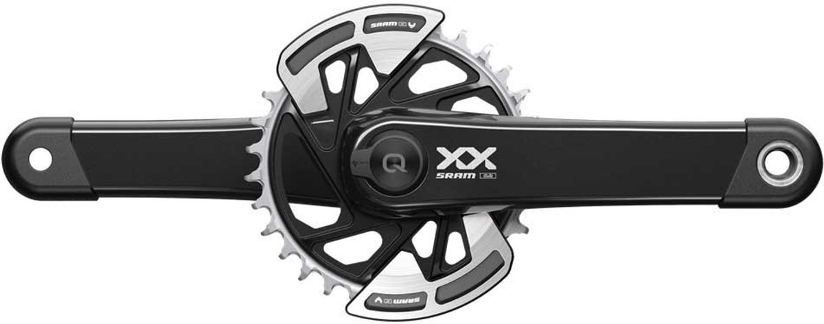 sram xx eagle spindle q174 cl55 dub crankstel met vermogensmeter zwart zilver 165 mm 32t