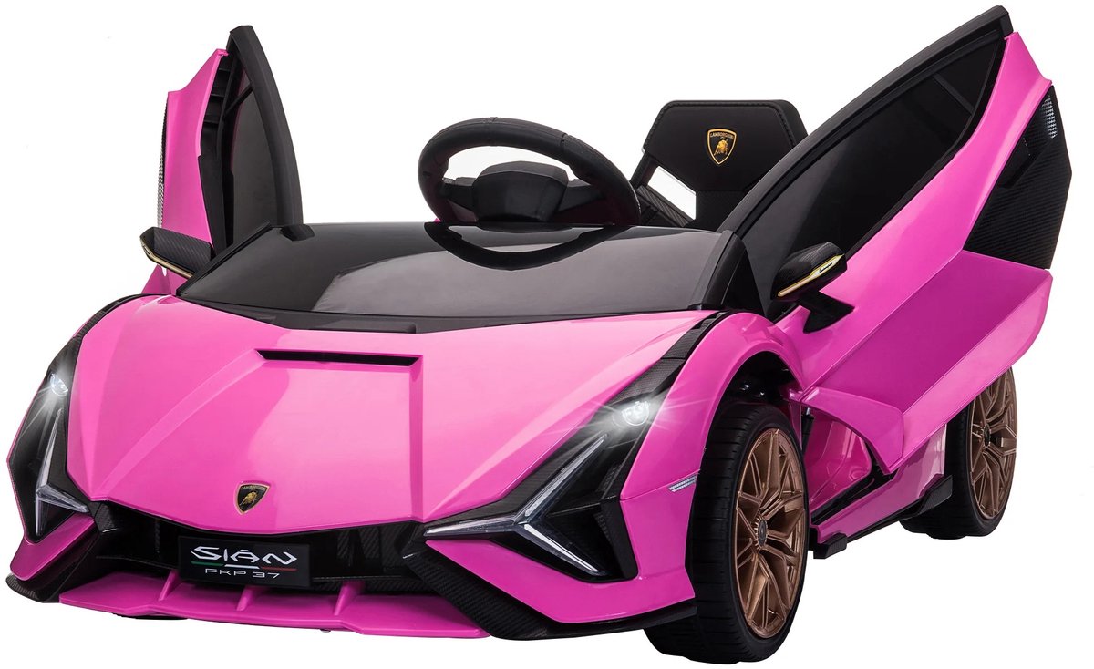 Stemily Kinderauto - Elektrisch - Lamborghini Sian - 12 V - Besturing: Kind of Ouder - Ingebouwde Radio - 108 x 62 x 40 cm Accuvoertuig kopen online