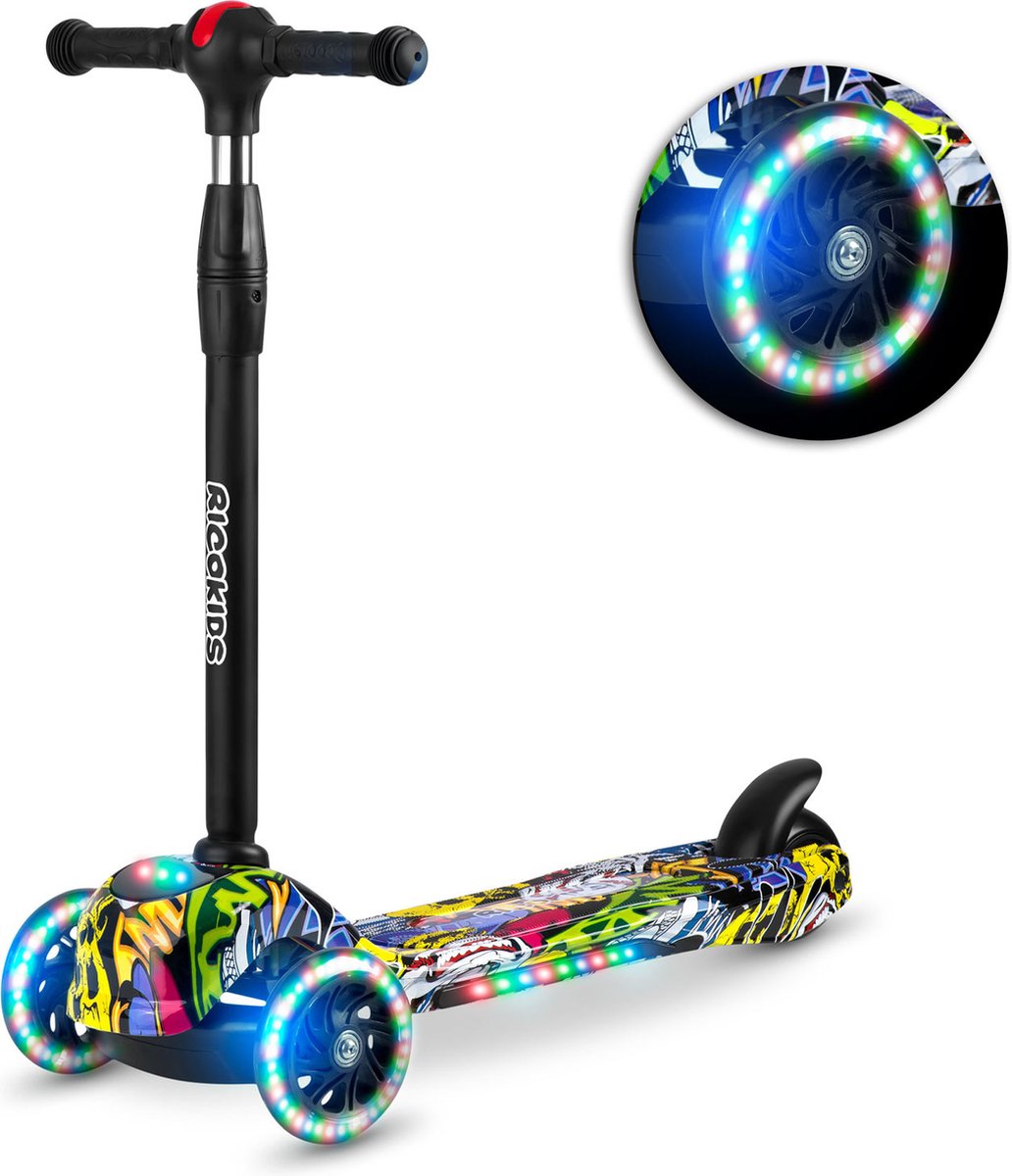 Step 3 Wielen LED - Zwart/Graffiti Kinderstep Verstelbaar Step kopen online