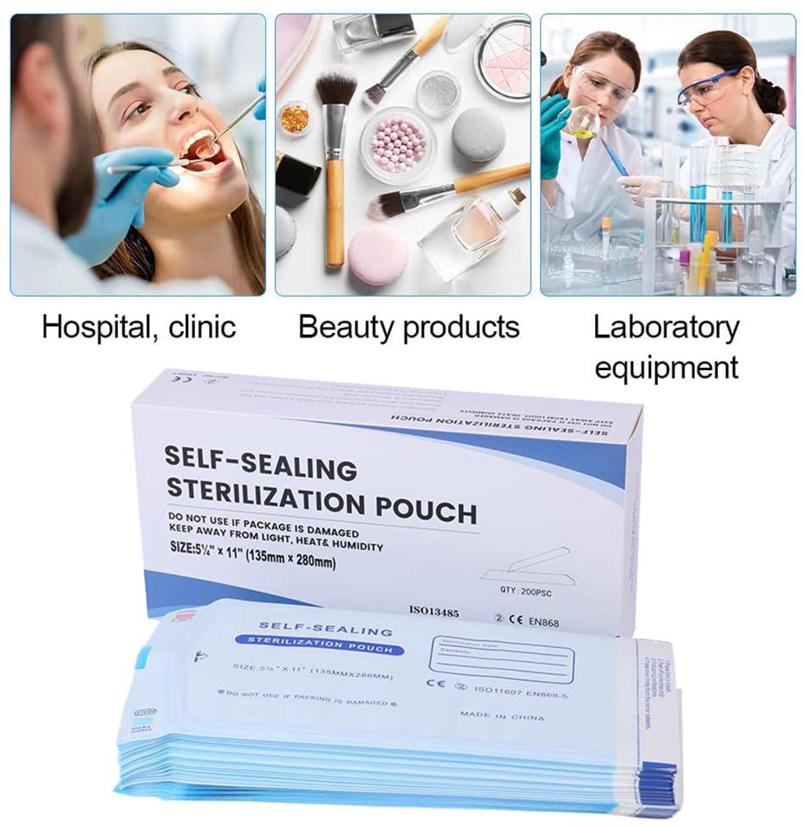 Sterilisatiezakken voor eenmalig gebruik - 200 stuks (135 x 280 mm) met SK-sluiting - autoclaaf sterilisatiezakken - zelfklevend Kinderfiets kopen online