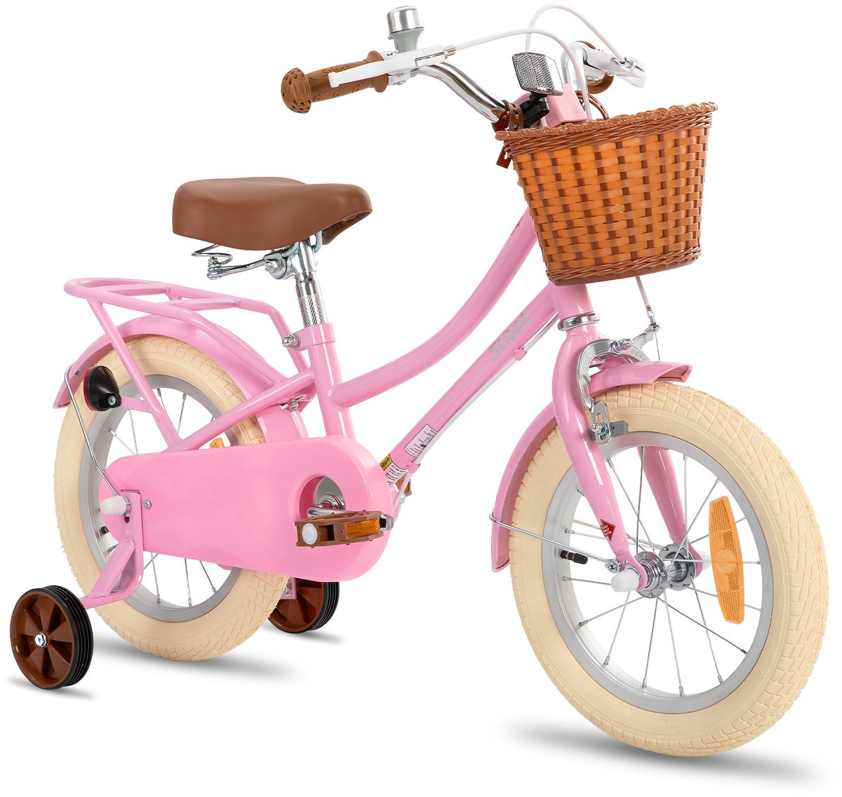 stitch manchi meisjesfiets 14 inch zijwieltjes bell handrem voor v brake en achter trommelrem roze
