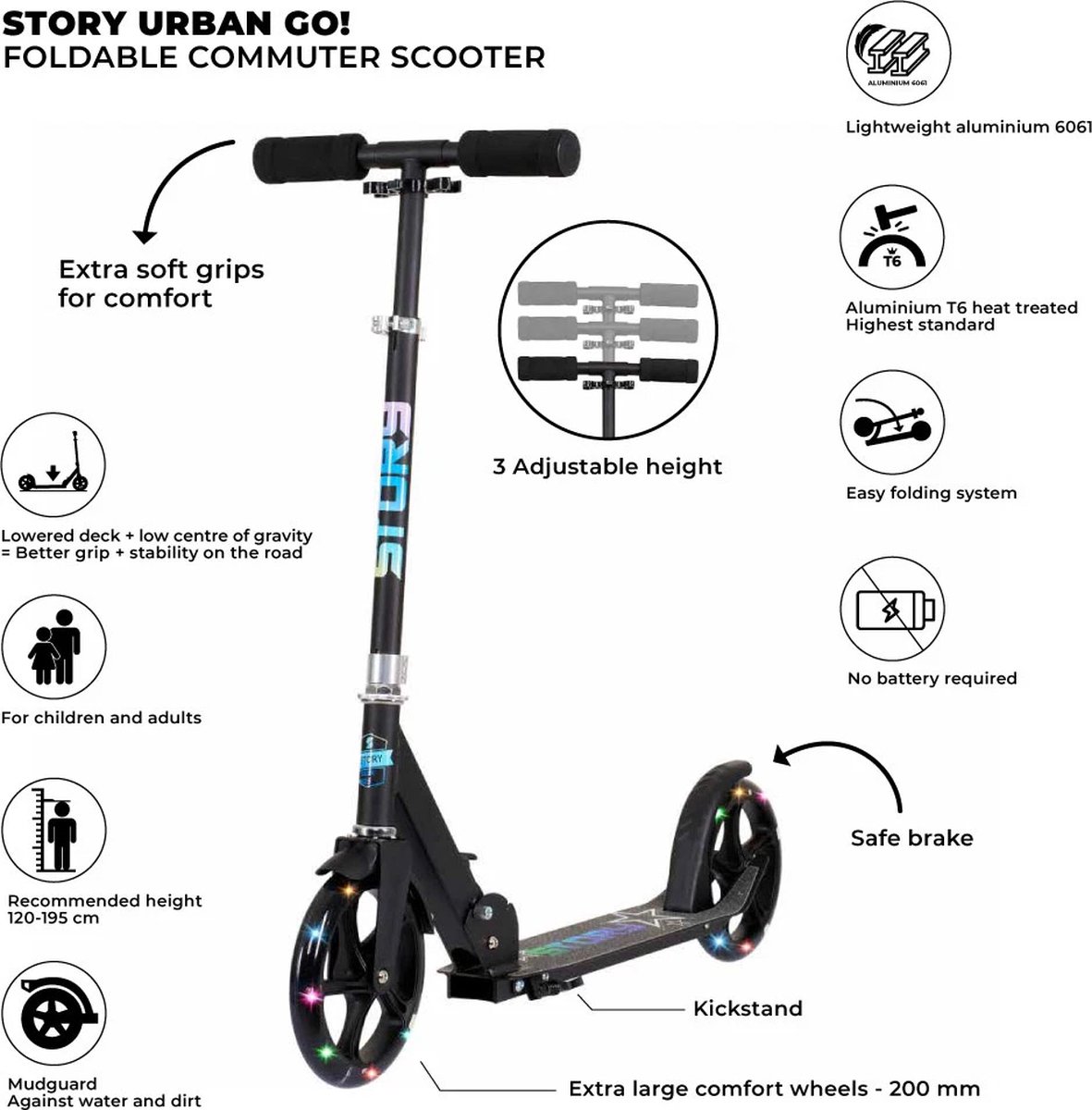 Story Urban Go Autoped Black-LED Step kopen online