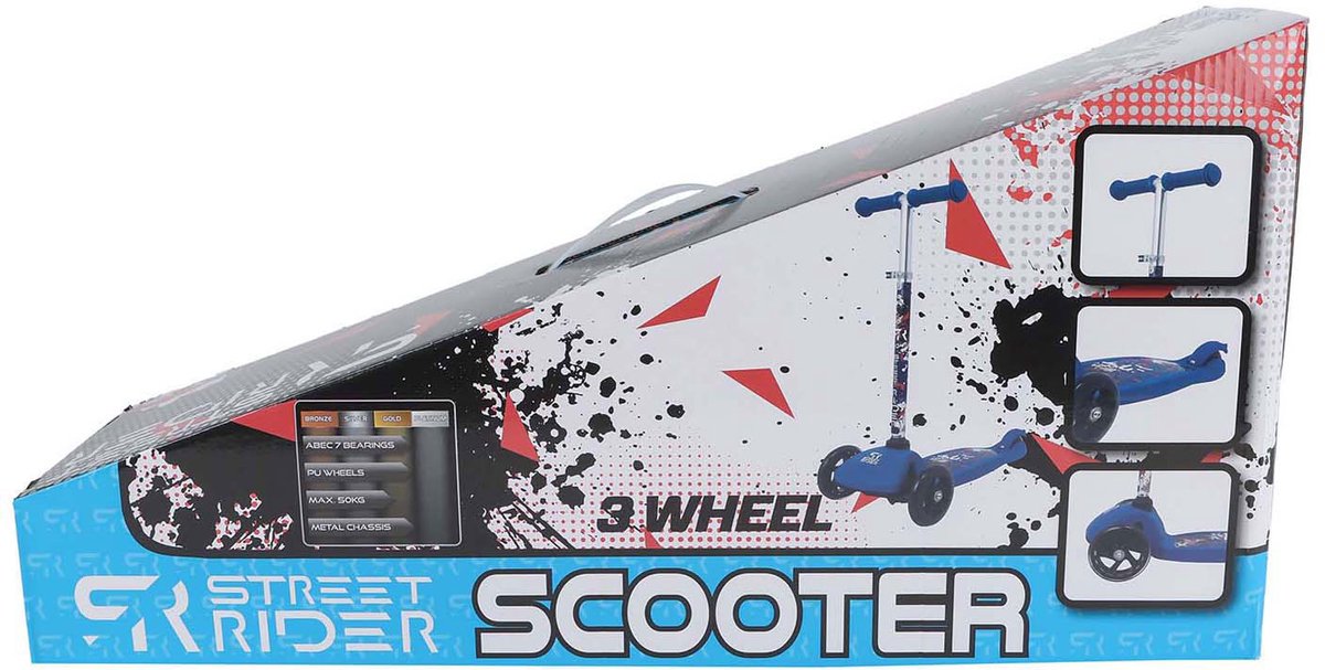 street rider 3 wiel step met verstelbaar stuur abec 7 blauw