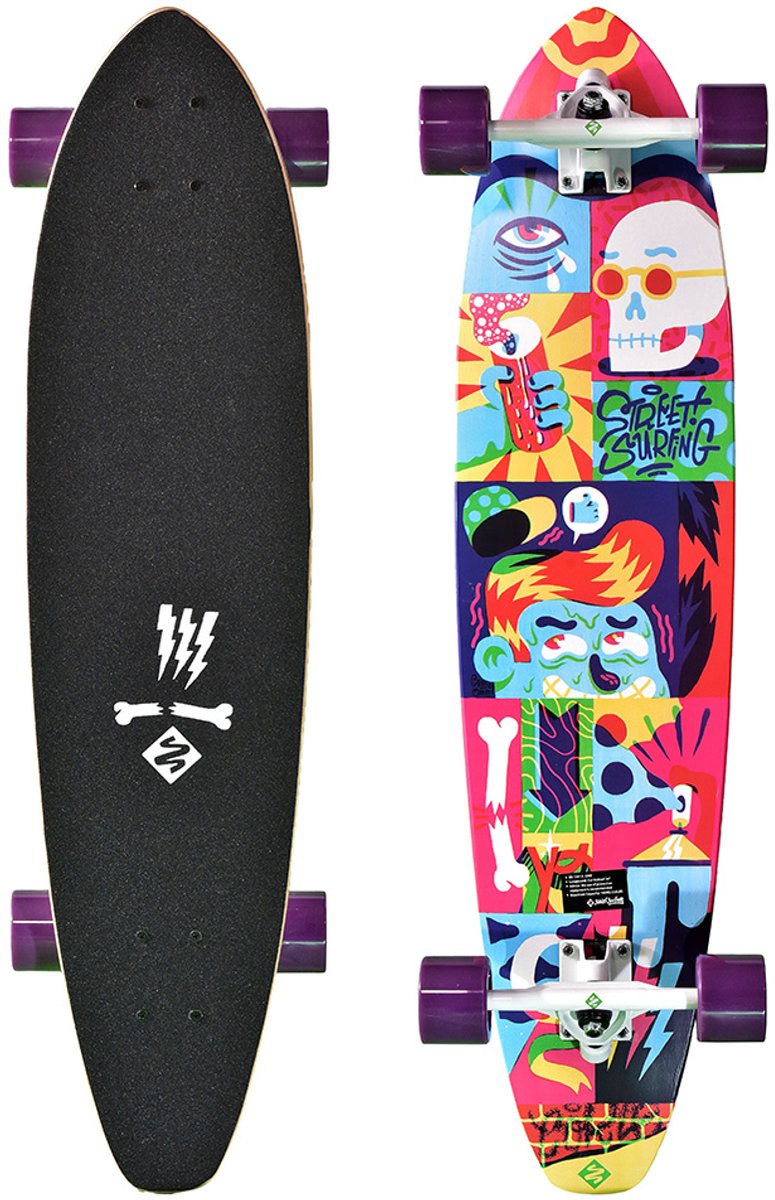 Street Surfing - Cut Kicktail Longboard - Kinderen 36 inch - Comics - 91cm Longboard kopen online