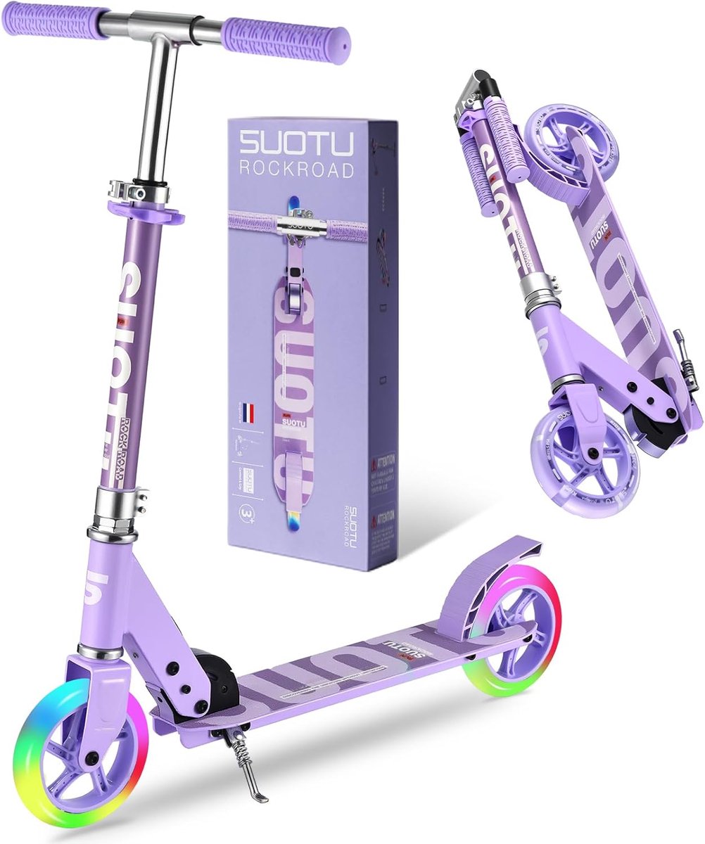 Suotu Kinderstep - 145mm Lichtgevende Wielen - Step - Speelgoed Jongens/Meisjes - Max stuurhoogte: 85 cm - Aluminium - Paars Step kopen online