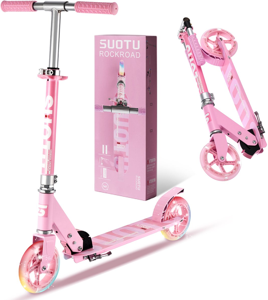 Suotu Kinderstep - 145mm Lichtgevende Wielen - Step - Speelgoed Jongens/Meisjes - Max stuurhoogte: 85 cm - Aluminium - Roze Step kopen online