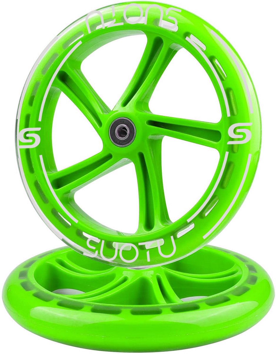 Suotu Kinderstep Wielen Set - 2 Stuks - 145mm Lichtgevende Wielen - Groen Step kopen online