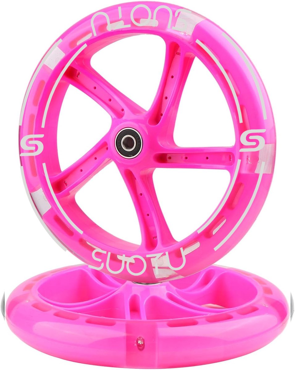 Suotu Kinderstep Wielen Set - 2 Stuks - 145mm Lichtgevende Wielen - Roze Step kopen online