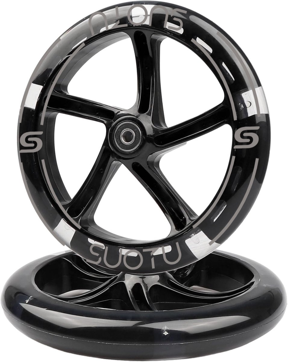 Suotu Kinderstep Wielen Set - 2 Stuks - 145mm Lichtgevende Wielen - Zwart Step kopen online