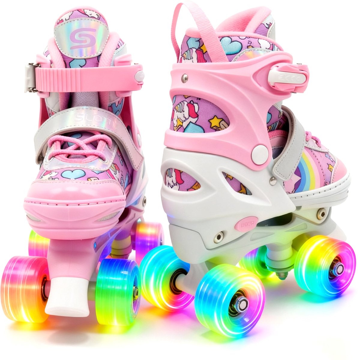 Suotu Rolschaatsen - Verstelbare - lichtgevende wielen - Maat 29 - 32 - Roze - S Rolschaatsen kopen online