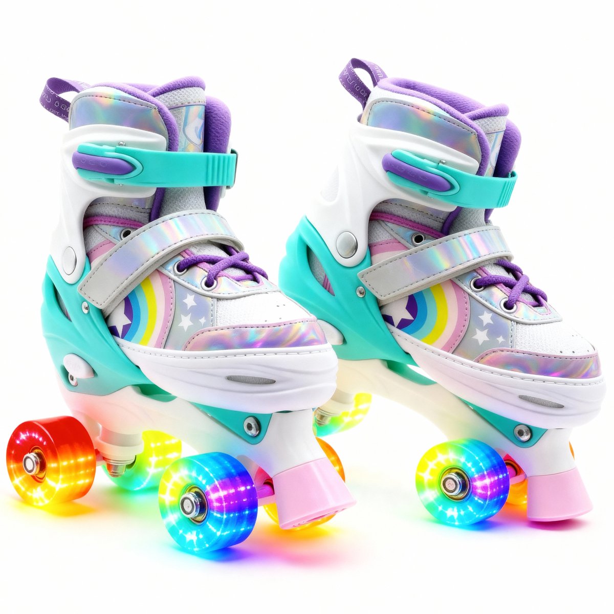 Suotu Rolschaatsen - Verstelbare - lichtgevende wielen - Maat 33-36 - Regenboog - M Rolschaatsen kopen online