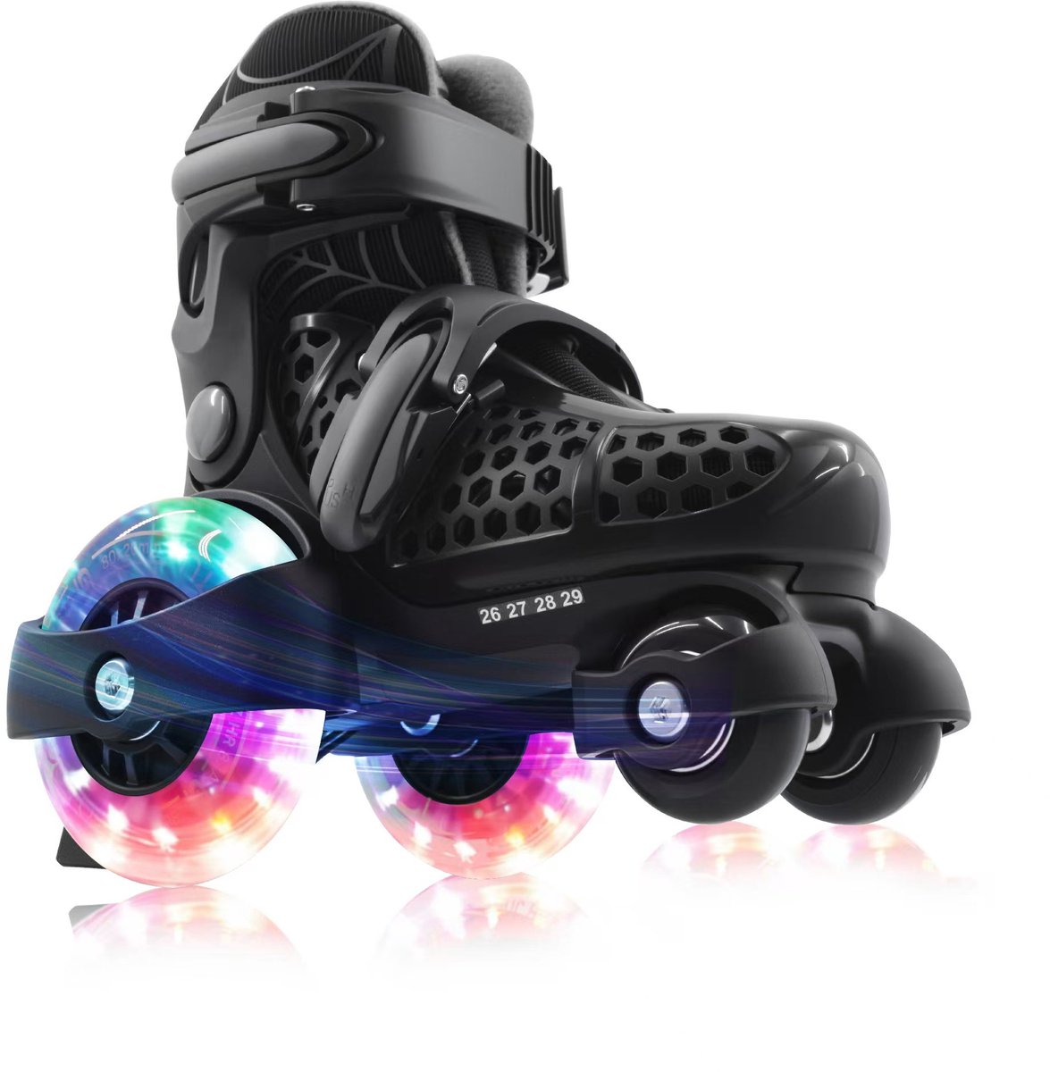 Suotu Rolschaatsen - Verstelbare - lichtgevende wielen - Maat EUR 24-27 - Zwart Rolschaatsen kopen online