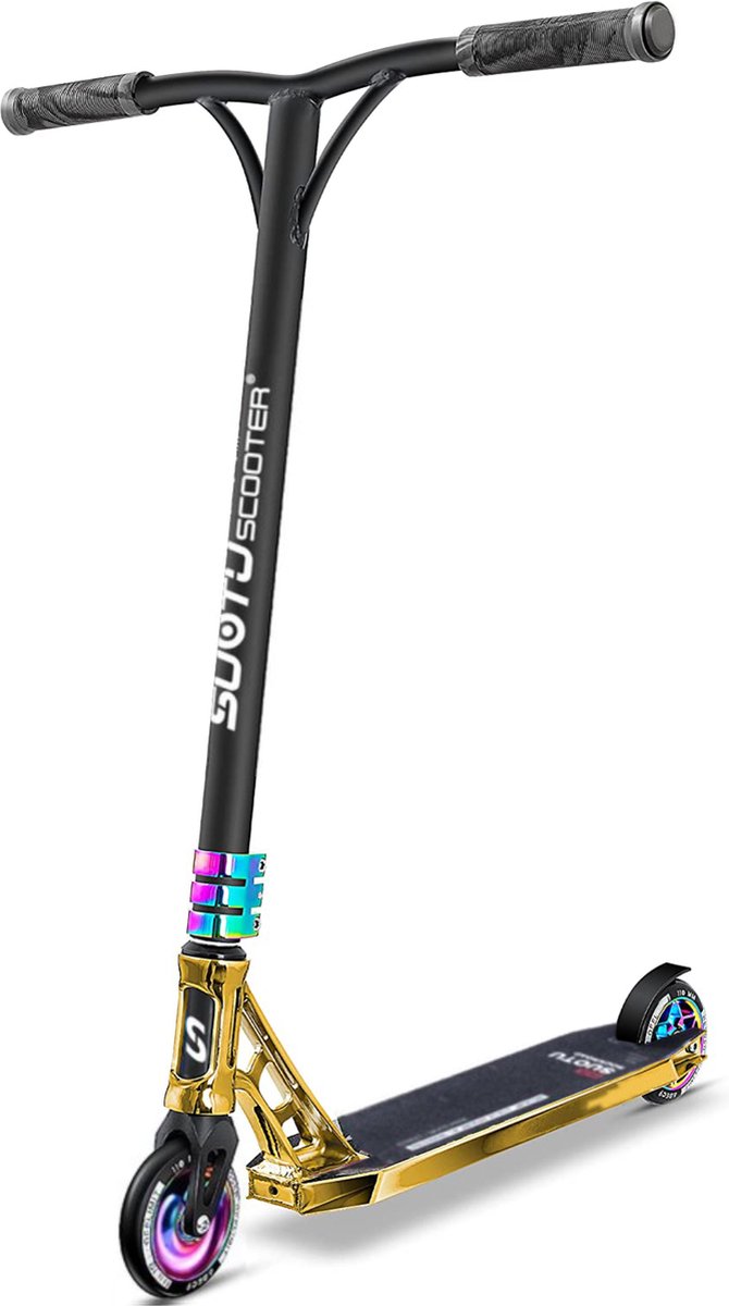 Suotu Stuntstep Professioneel - Step - 110mm - Speelgoed Jongens/Meisjes - Kinderstep - ABEC-9 - 100KG - Aluminium - Zwart/Brons/NEO Step kopen online