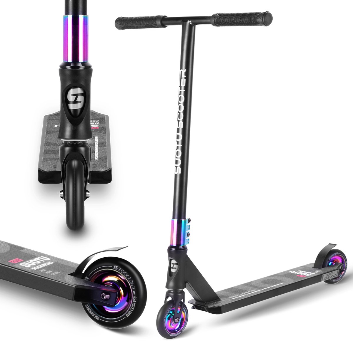 Suotu Stuntstep - Step - Kinderstep - Speelgoed Jongens/Meisjes - Maximale stuurhoogte: 78 cm - Aluminium - Zwart/NEO Step kopen online