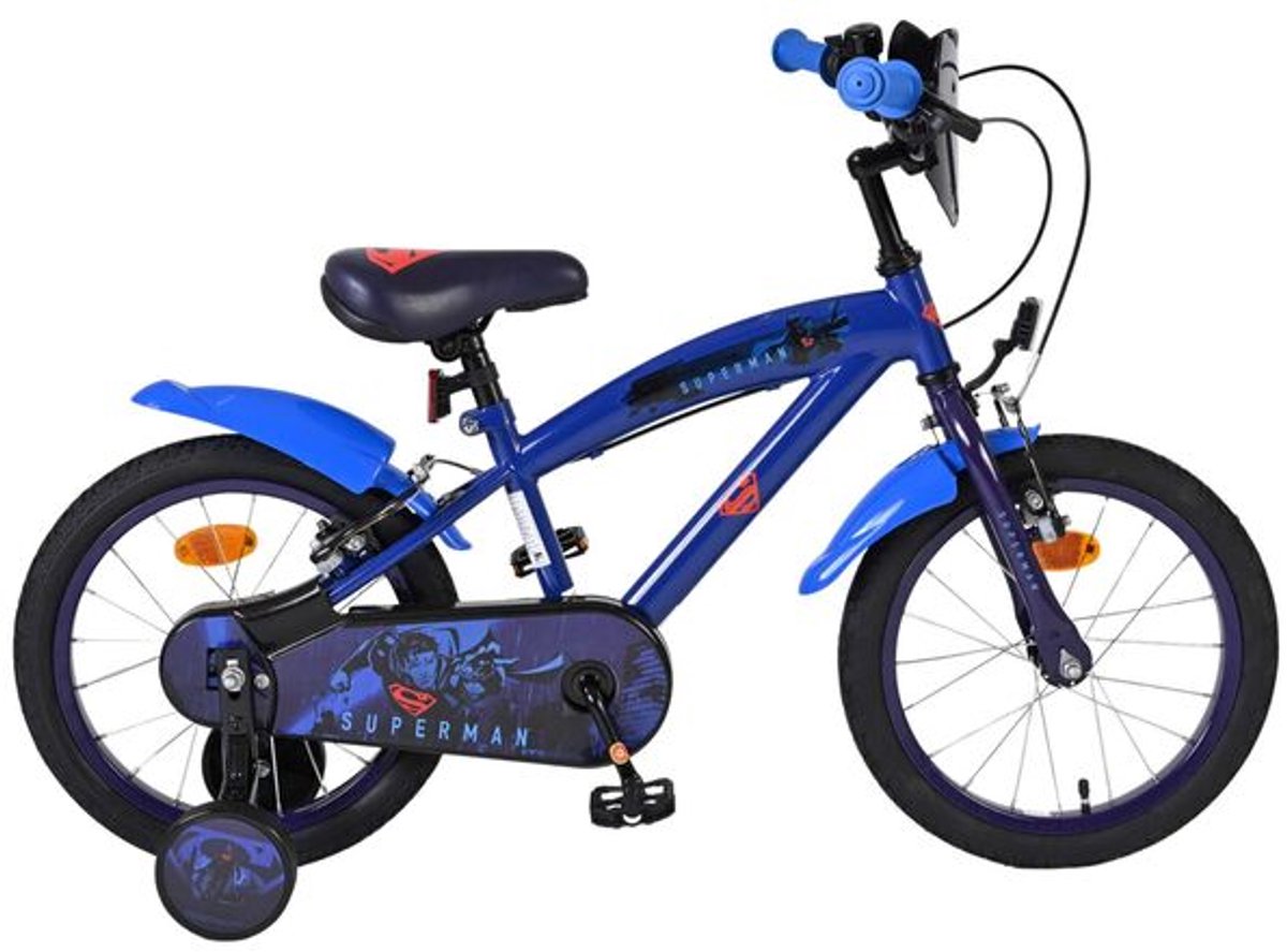 Superman Kinderfiets - Jongens - 16 inch - Blauw - Twee handremmen Kinderfiets kopen online