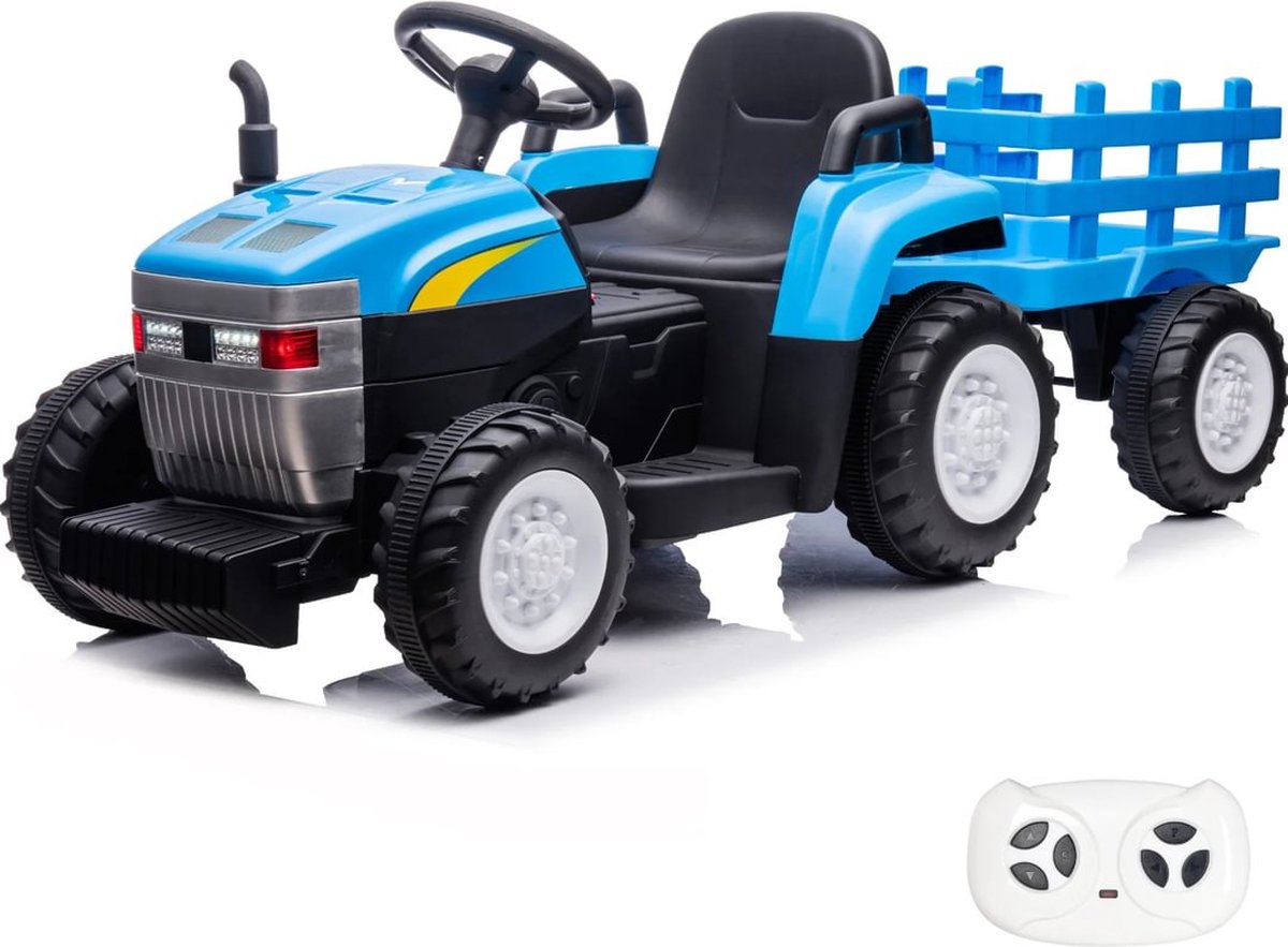 T7 Elektrische Tractor - met Aanhanger - 12V accu - 2 tot 5 jaar - Blauw Accuvoertuig kopen online