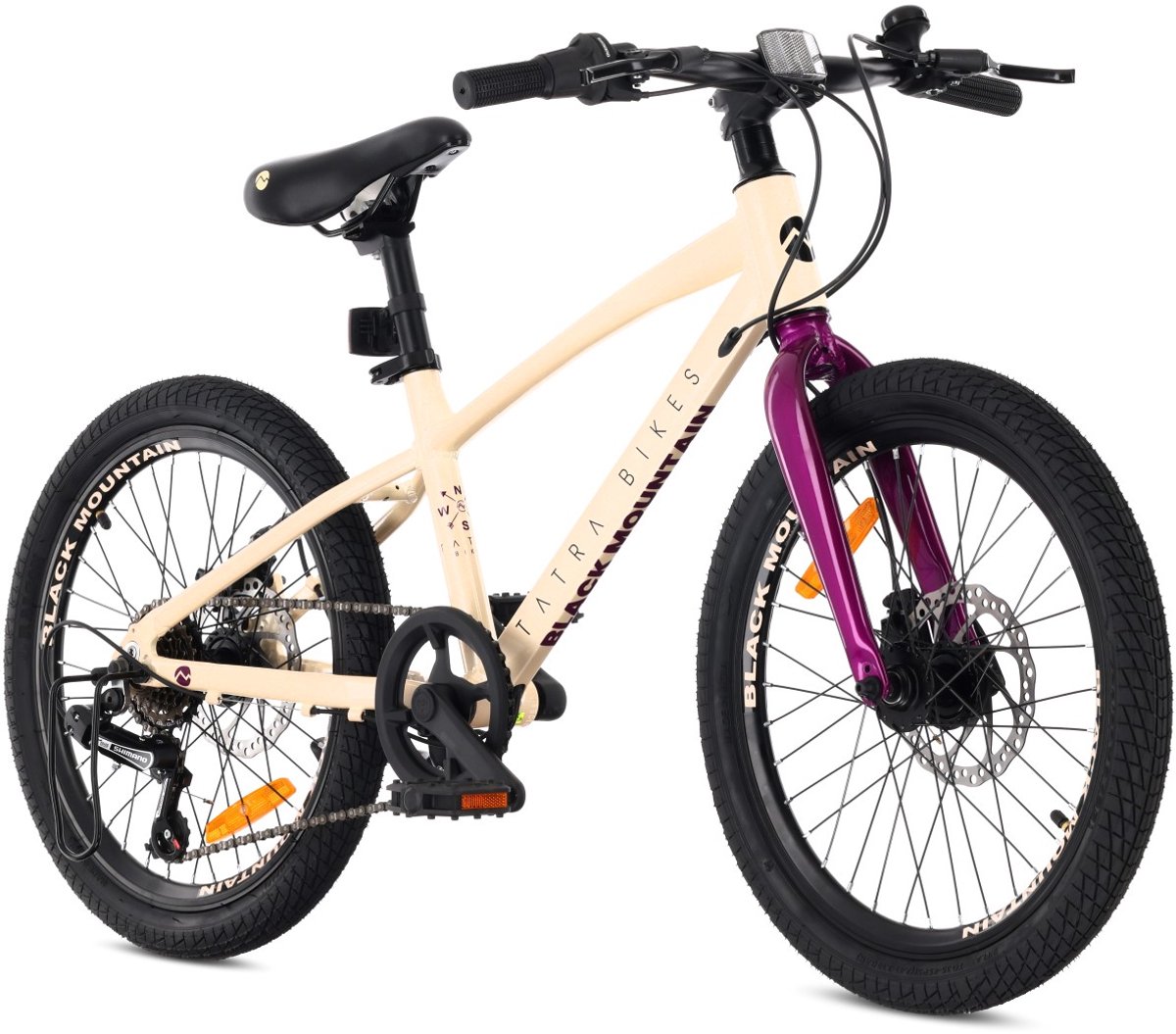 tatra bikes kinderfiets 20 inch fiets voor kinderen van 5 tot 8 jaar met aluminium frame 6 derailleurversnellingen schijfremmen bel voetsteun reflectoren cr me violet