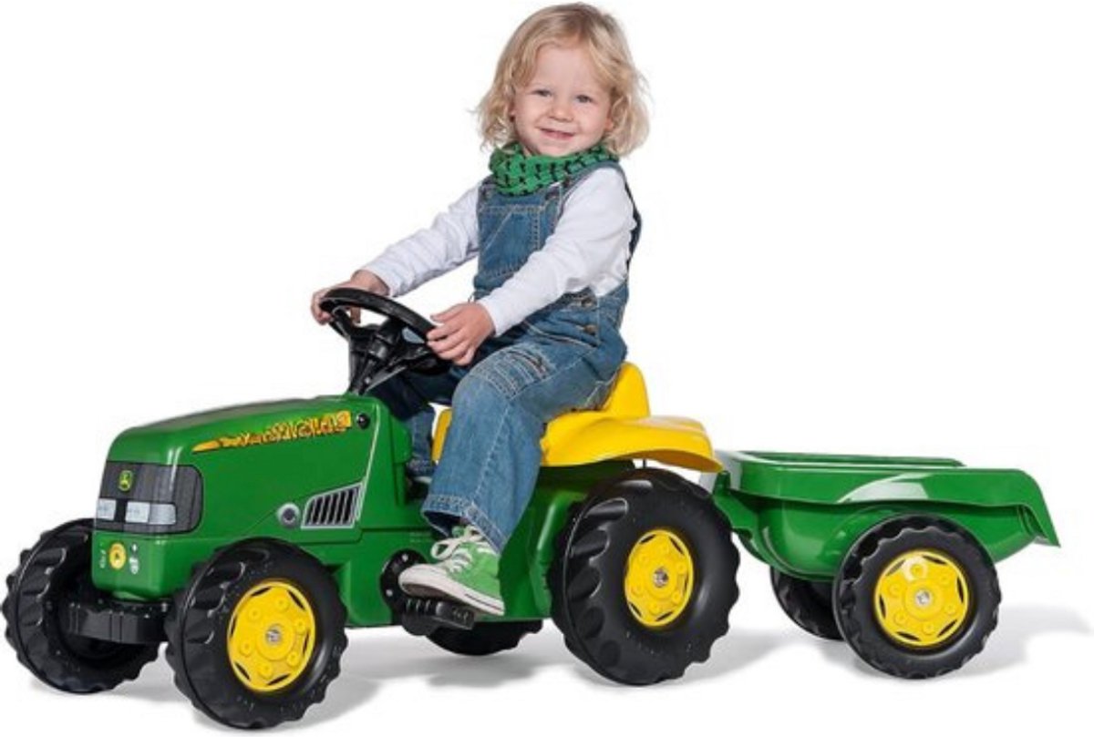 Thuys – Looptractor – Loopauto – Met Aanhangwagen – Vooruit & Achteruit Trappen – Kunststof Wielen – Vernieuwd Design – Groen Loopauto kopen online