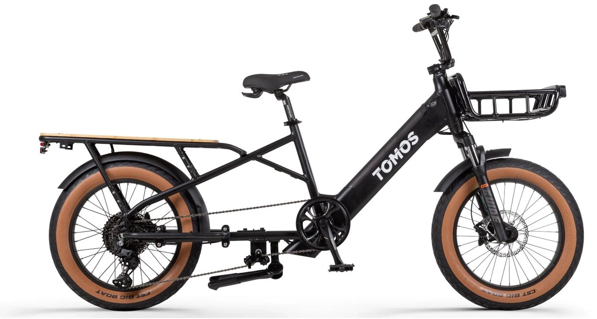 tomos e cargo fat 2 longtail fatbike glans zwart