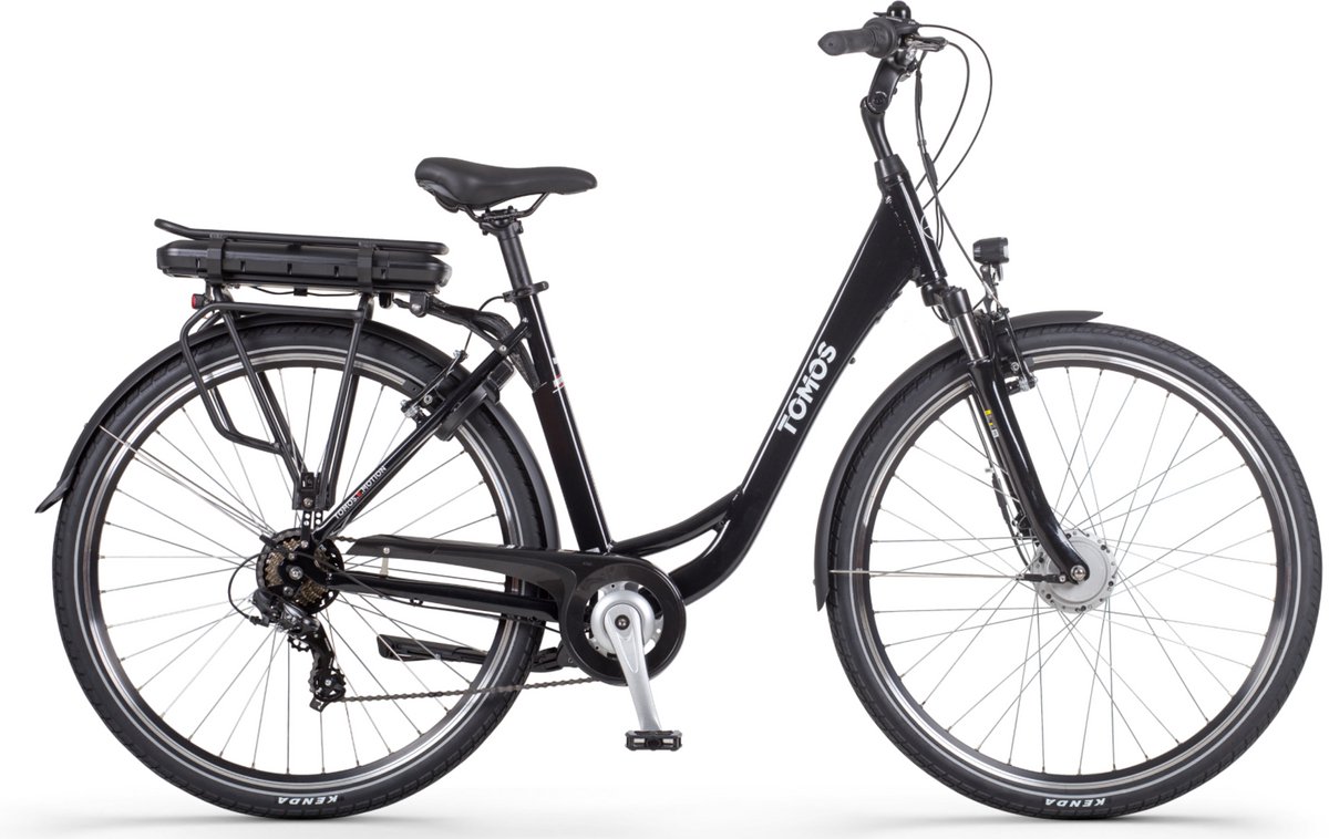 Tomos EB 05 - Elektrische Fiets - Glanzend Zwart - 28 inch - 50 cm - Accu 522Wh - 250W Ananda Voorwielmotor - Shimano Tourney 7 Versnellingen - V-Brake Remmen Fiets (elektrisch) kopen online