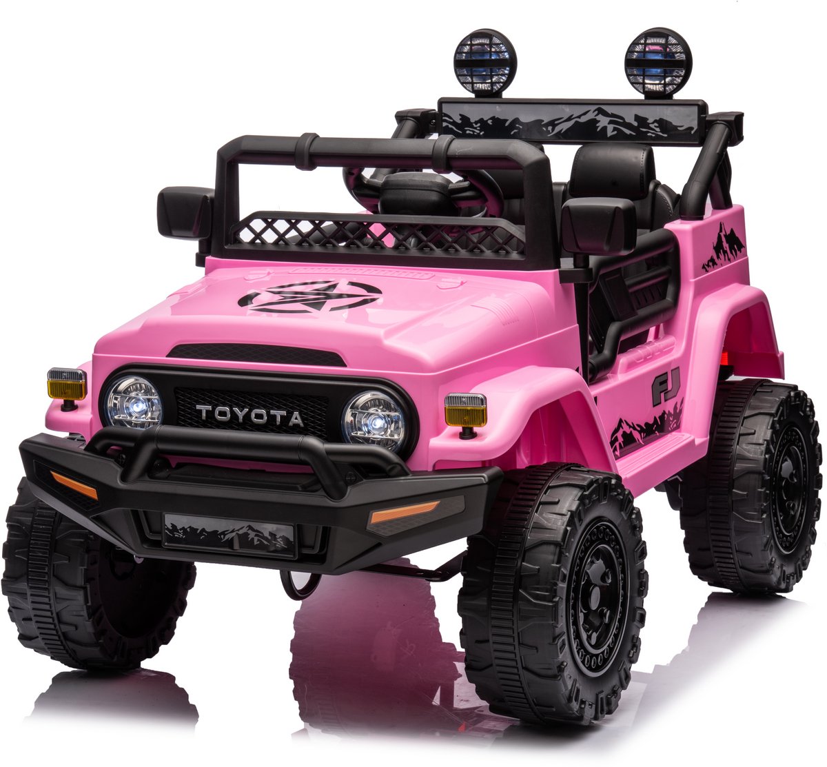 toyota fj cruiser 12v accu auto elektrische kinderauto met bluetooth 4x4 rubberen banden en afstandsbediening roze