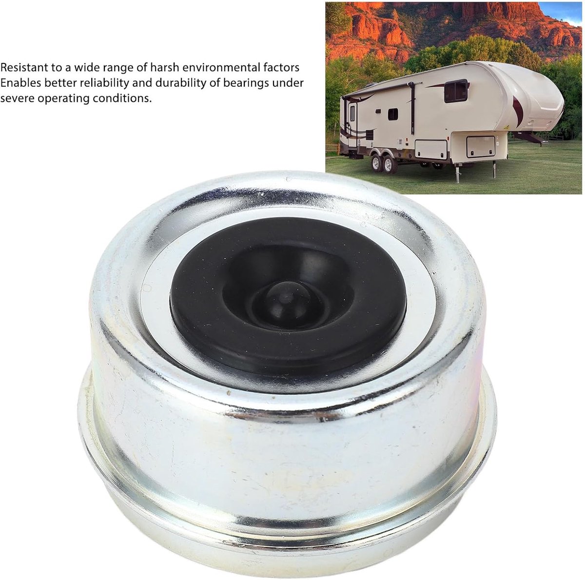 Trailer Bearing Dust Cover, 62Mm X 36Mm Trailer Shaft Dust Cover Cup Grease Cover Wheel Hub Caps with 4 Rubber Plugs for 7000 To 8000 Lb Trailer Axle Wheel Hub Buitenspeelvoertuigaccessoire kopen online