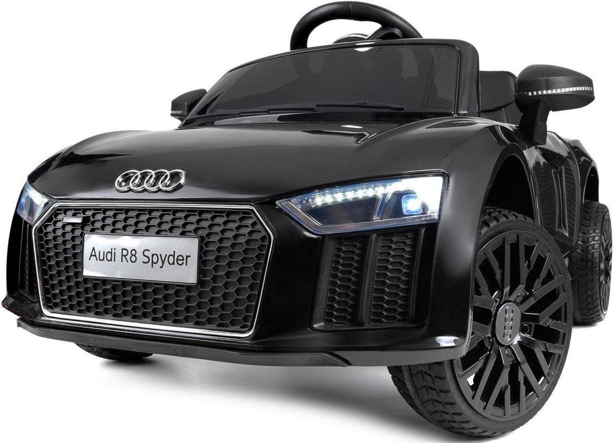 Tweepersoons Elektrische Bestuurbare Kinderauto Audi R8 Spyder Zwart - 3,6 km/u Accuvoertuig kopen online