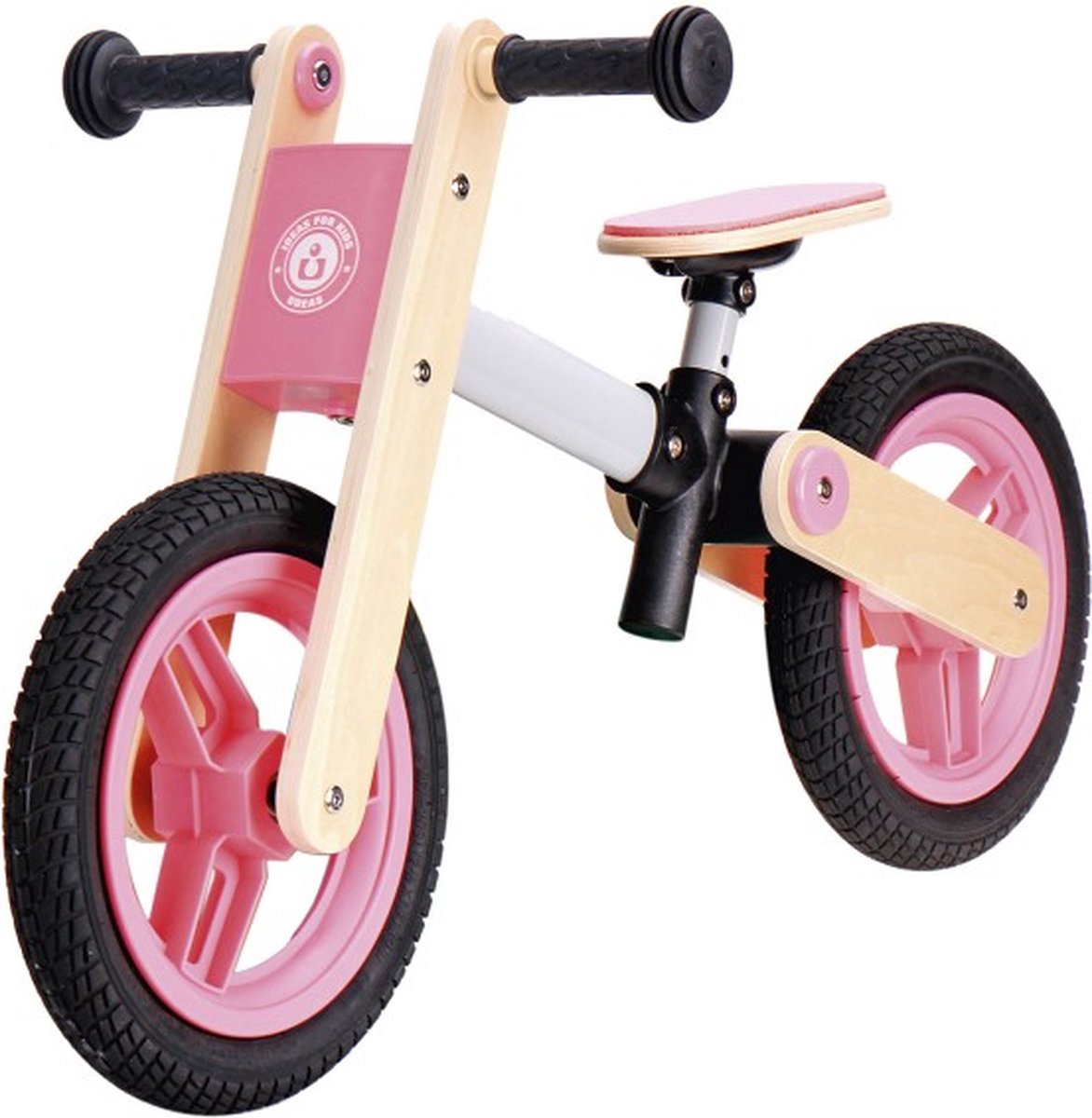 Udeas - Loopfiets - Balans - Hout - Roze - Als Frame - Hoogte Verstelbaar Loopfiets kopen online
