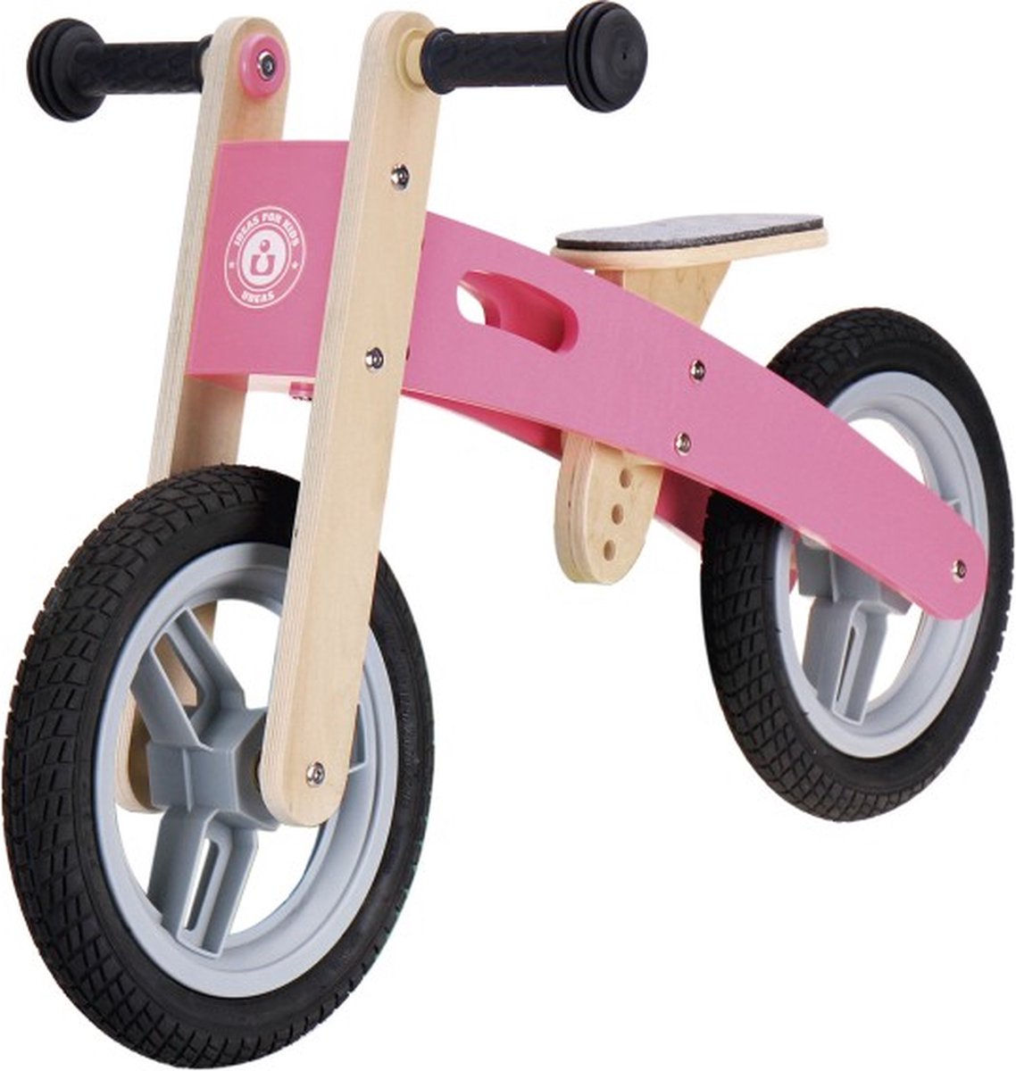 udeas varoom loopfiets 2 in 1 multifunctioneel roze hout hoogte verstelbaar