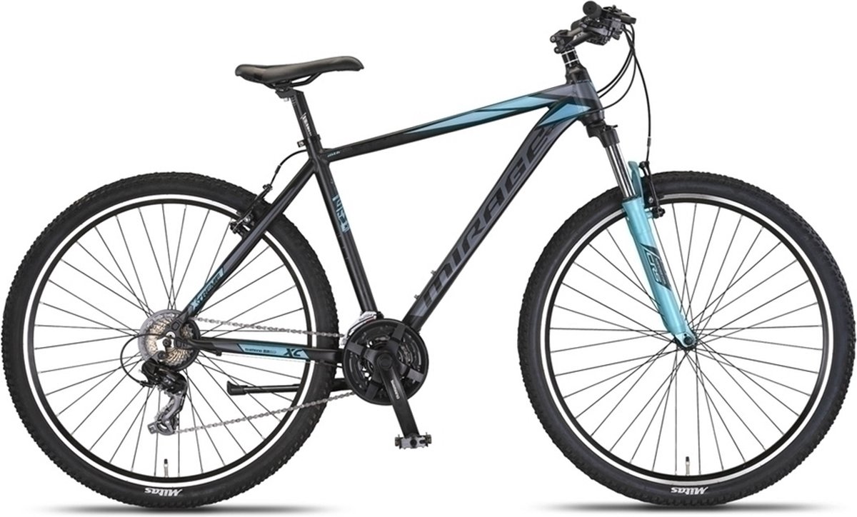 umit mirage mountainbike 27 5 inch v brakes 21v zwart turquoise